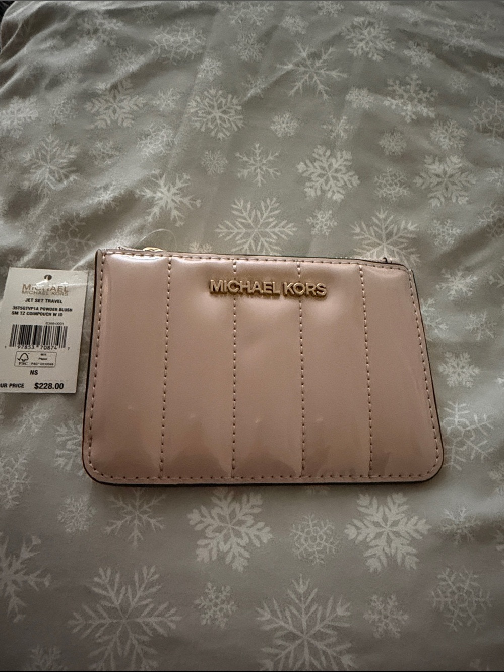 Michael Kors Pale Blush Quilted Patent Wristlet